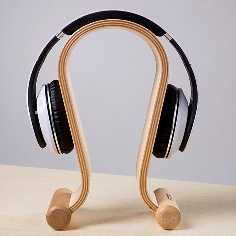 Solid Wood Hanger for Headphone Creative Design (Headset Holder) Curved Wood For Desk