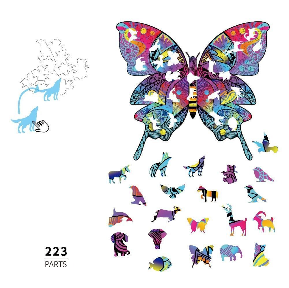 WoodPixl 3D Wooden Animal Puzzle Creative Game Assembly Toy (Butterfly) 223 pieces