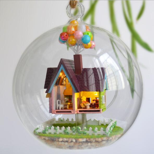 WoodPixl 3D Wooden DIY Glass Ball Houses Puzzle Creative Game Assembly (Serie 1) 62-90 pieces