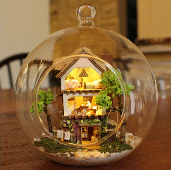 WoodPixl 3D Wooden DIY Glass Ball Houses Puzzle Creative Game Assembly (Serie 2) 62-90 pieces