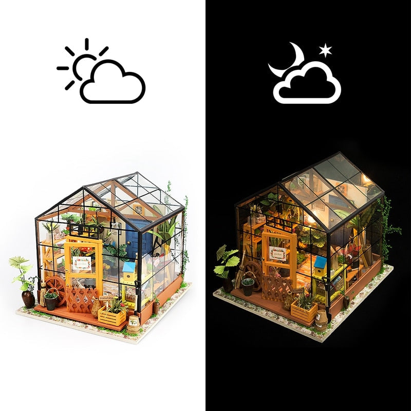 WoodPixl 3D Wooden DIY Green House Puzzle Creative Game Assembly With Furniture 231-236 pieces