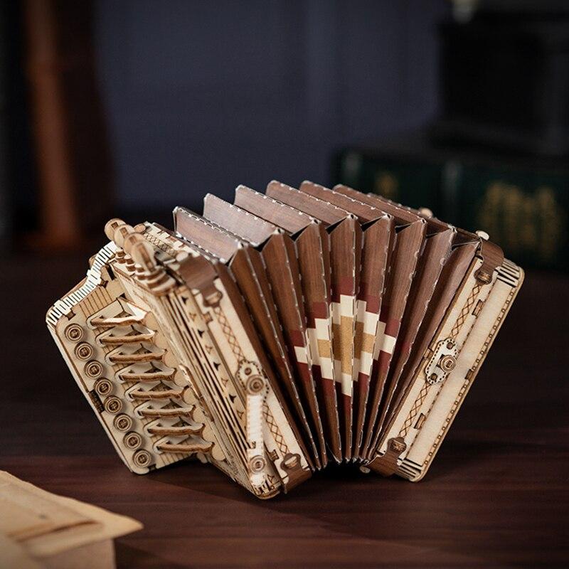 WoodPixl 3D Wooden Puzzle Creative DIY Game Assembly Musical Instrument (Accordion) 156 pieces