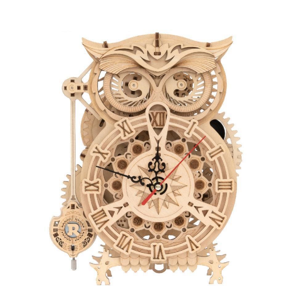 WoodPixl 3D Wooden Puzzle Creative DIY Game Assembly (Owl Clock) 198 pieces