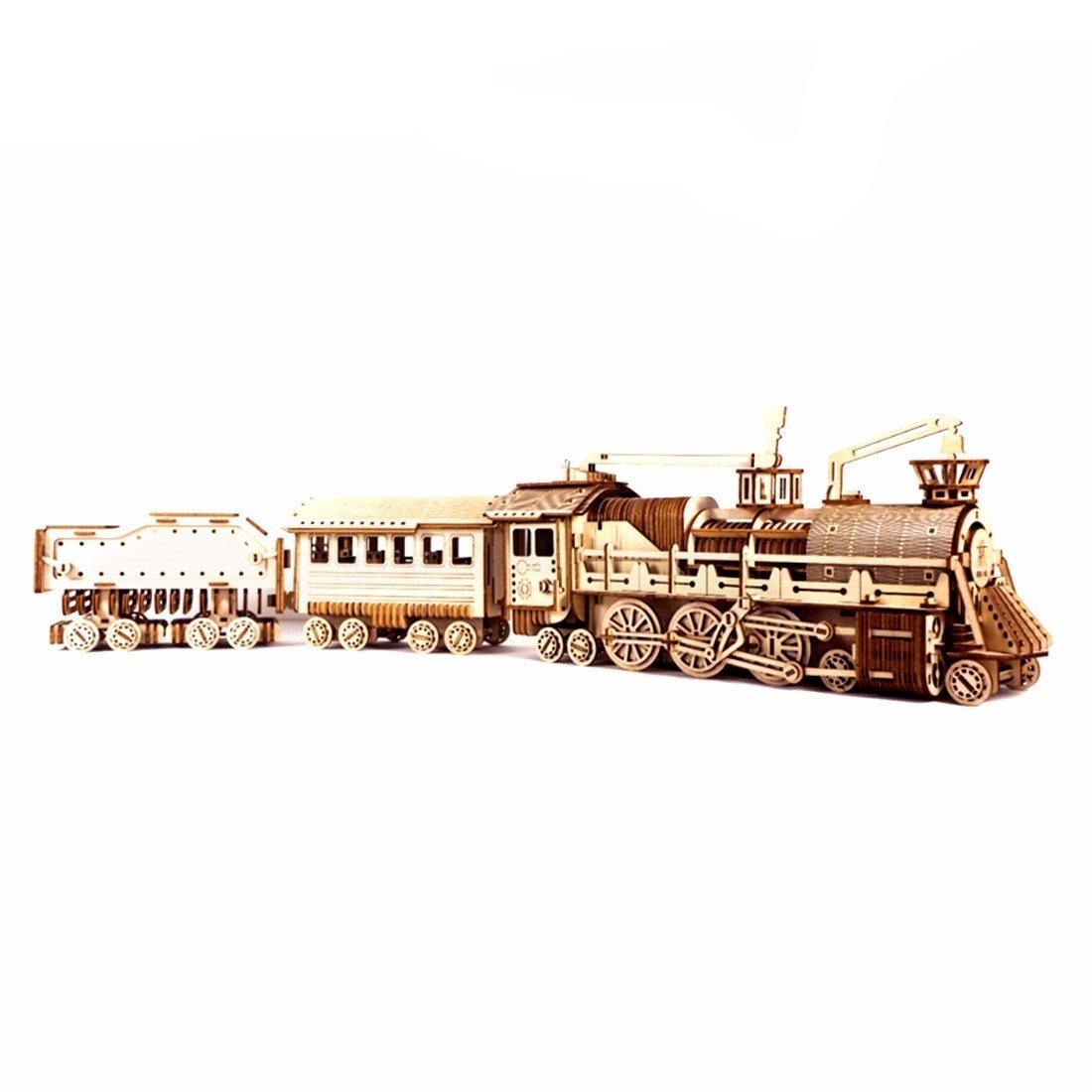 WoodPixl 3D Wooden Puzzle Creative DIY Motorized Game Assembly Train (Steam Train) 992 pieces