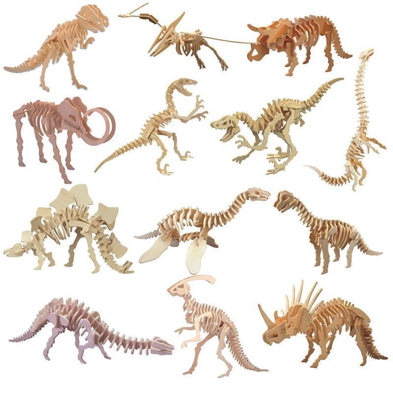 WoodPixl 3D Wooden Skeleton Dinosaur Puzzle Creative Game Assembly Toy 36-48 pieces