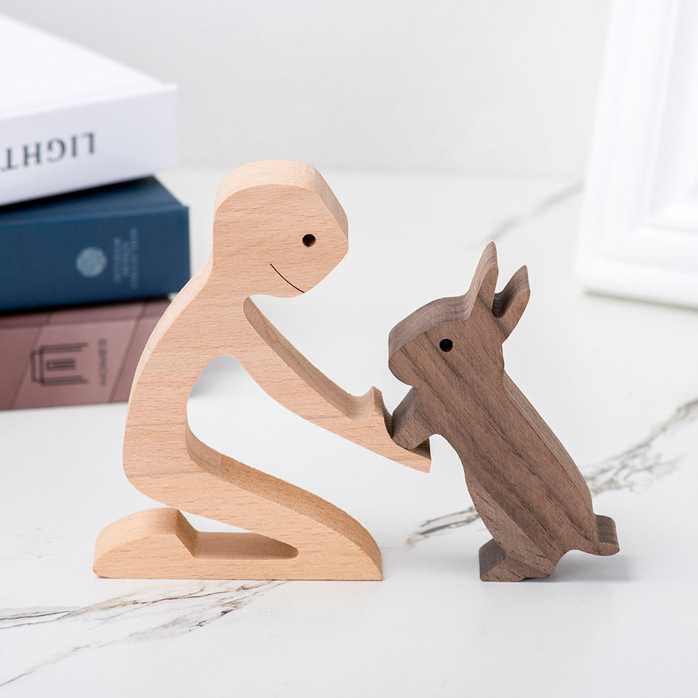 WoodPixl Creative Statue Wooden Carving Sculpture Model (Favorite Animals)