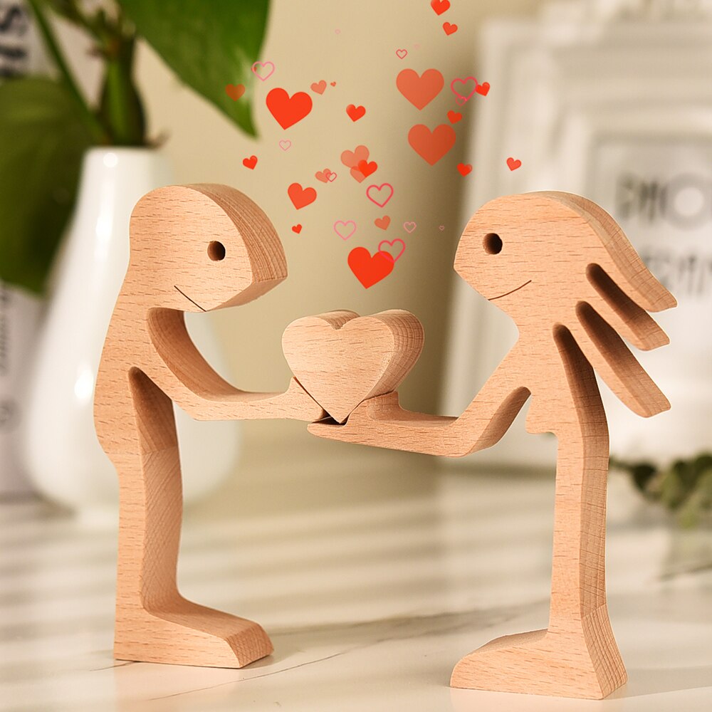 WoodPixl Creative Statue Wooden Carving Sculpture Model (Forever Love)