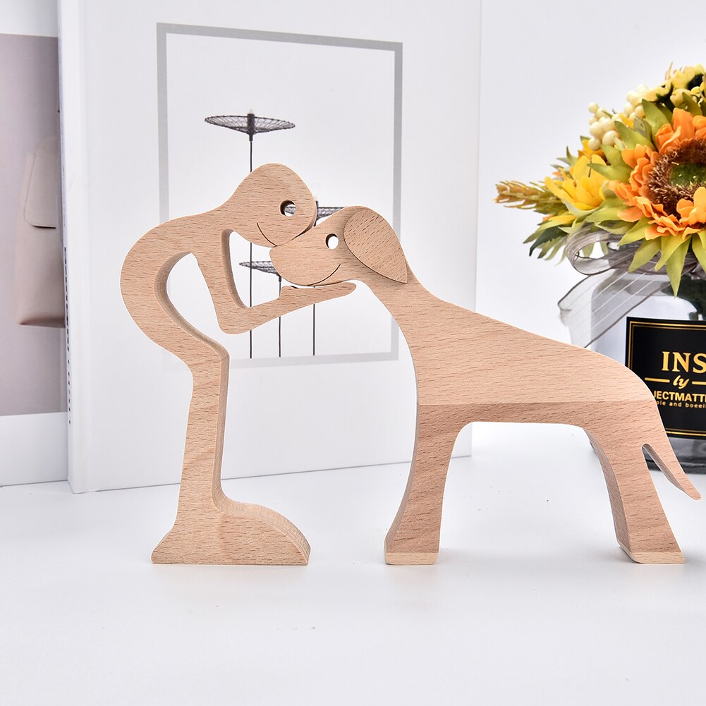 WoodPixl Creative Statue Wooden Carving Sculpture Model (Forever Pet)