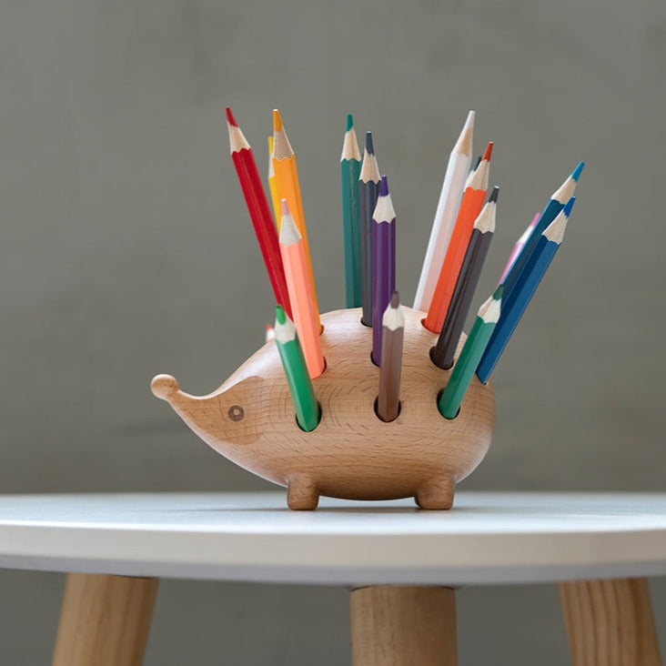 WoodPixl Creative Wooden Carving Sculpture Model Pencil Holder (Hedgehog) With Pencil