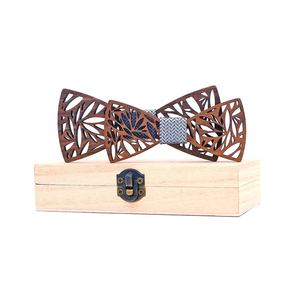 WoodPixl Natural Carving Wooden Bow Ties For Trendsetter Kids and Men Set - Floral Printed Design