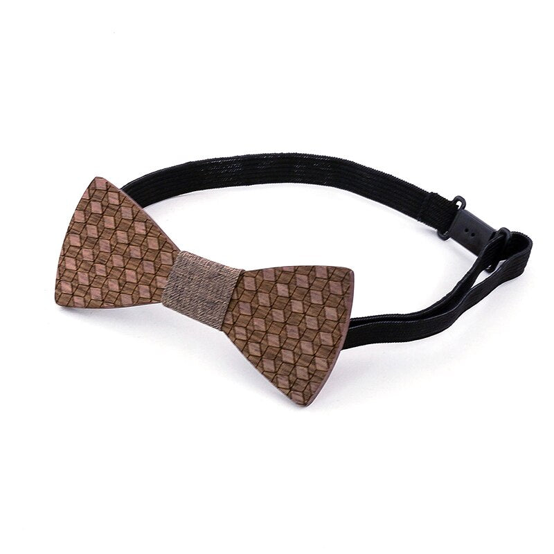 WoodPixl Natural Carving Wooden Bow Ties For Trendsetter Kids Boys - Square Wood Design