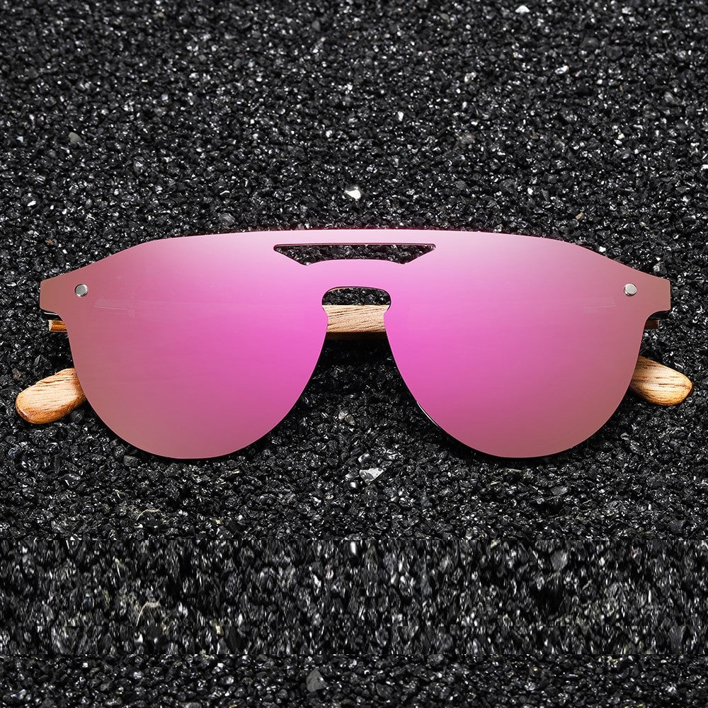 WoodPixl Natural Carving Wooden Sunglasses Men and Women Luxury Fashionnable Polarized Lens Sun Glasses - Zebra Wood Frame