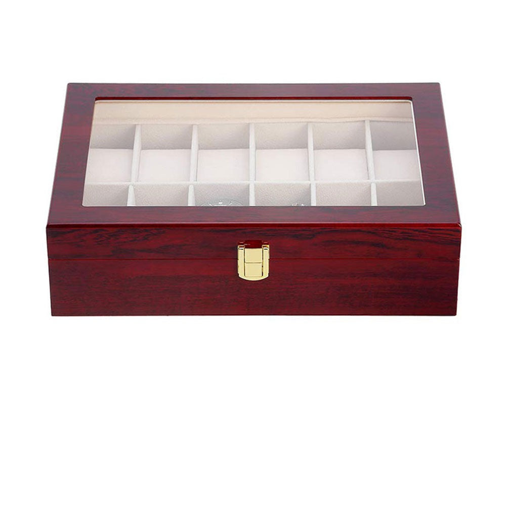 WoodPixl Wooden Watches Organizer Box Grids Watch Organizers Luxury Holder Boxes For Men and Women - 12 slots